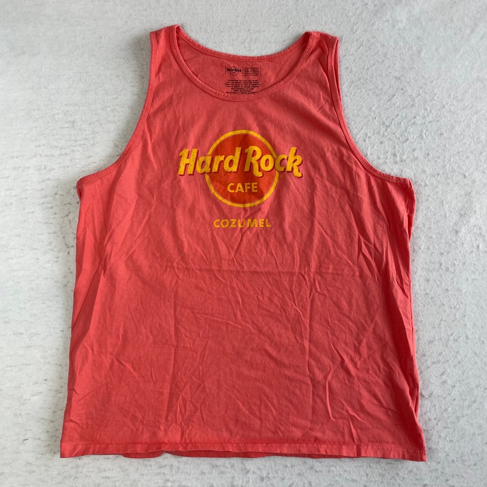 Hard Rock Cafe Tank Top Mens XXL Coral Cozumel Graphic Cotton Sleeveless